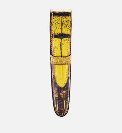 Leather Pen Case Crocodile/Yellow Chocolate