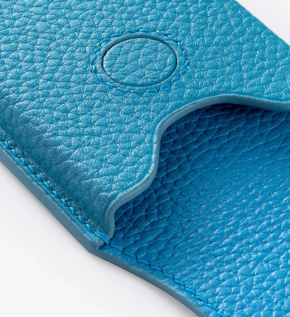 Leather Business Card Holder – Togo/Light Blue
