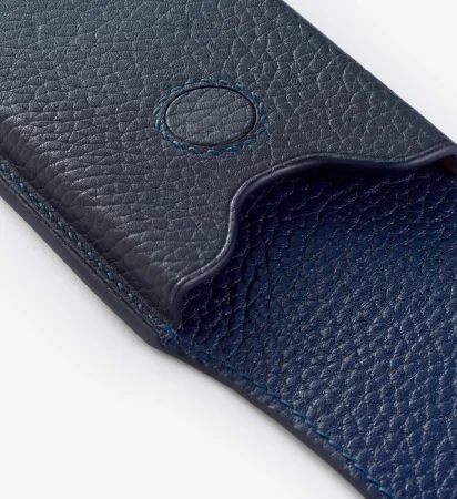 Leather Business Card Holder – Togo/Navy Blue
