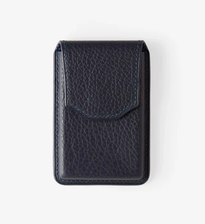 Leather Business Card Holder – Togo/Navy Blue